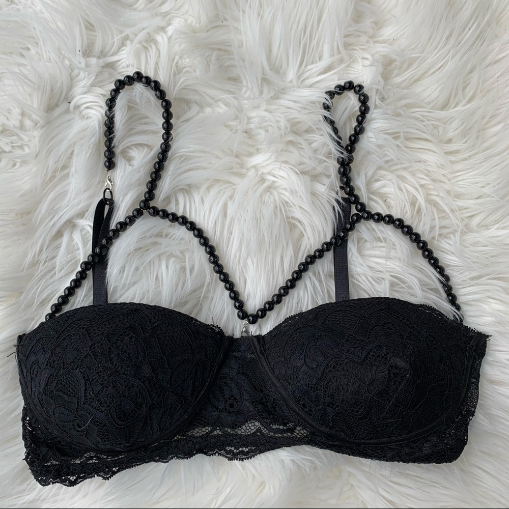 Black Lace and Beads Bra
